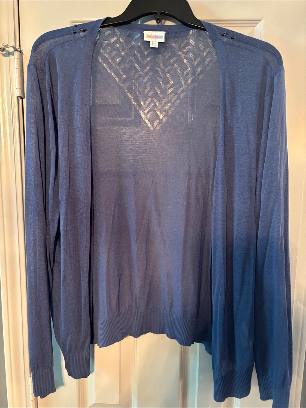 LulaRoe Sheer Knit Blue Open Cardigan